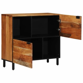 Széf polcokkal tárolóval barna 80 x 33 x 75 cm tömör mangófát