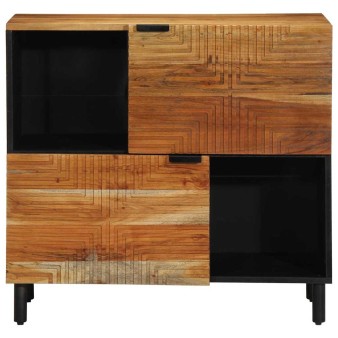 Széf polcokkal tárolóval barna 80 x 33 x 75 cm tömör mangófát