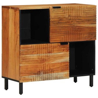 Széf polcokkal tárolóval barna 80 x 33 x 75 cm tömör mangófát