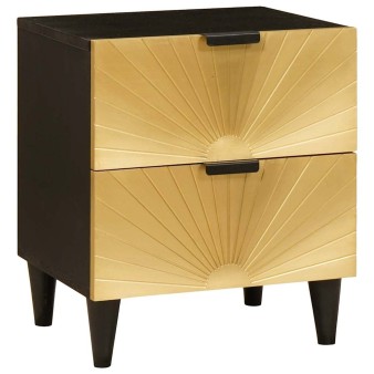 Éjjeliszekrény 2 pcs fekete és arany 40 x 33 x 46 cm szerelt fa