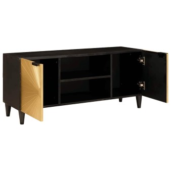 Tv szekrény polcokkal fekete és arany 105 x 33 x 46 cm faanyag