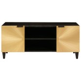 Tv szekrény polcokkal fekete és arany 105 x 33 x 46 cm faanyag