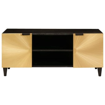 Tv szekrény polcokkal fekete és arany 105 x 33 x 46 cm faanyag