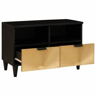 Tv szekrény fiókkal fekete és arany 70 x 33 x 46 cm faanyag