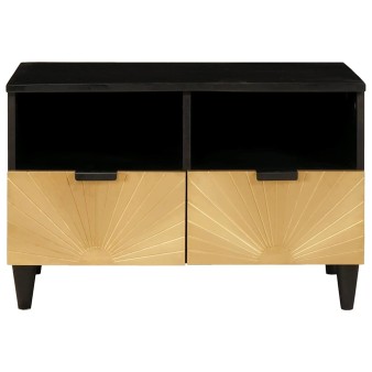 Tv szekrény fiókkal fekete és arany 70 x 33 x 46 cm faanyag