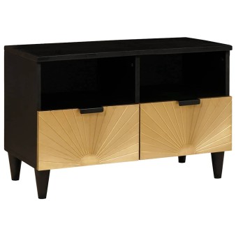 Tv szekrény fiókkal fekete és arany 70 x 33 x 46 cm faanyag