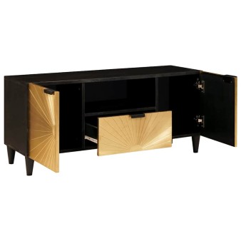 Tv szekrény fiókkal fekete és arany 105 x 33 x 46 cm faanyag