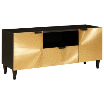 Tv szekrény fiókkal fekete és arany 105 x 33 x 46 cm faanyag
