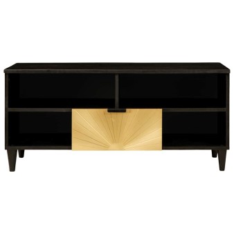 Tv szekrény fiókkal fekete és arany 100 x 33 x 46 cm faanyag