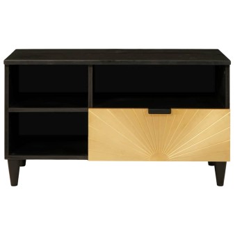 Tv szekrény fiókkal fekete és arany 80 x 33 x 46 cm faanyag