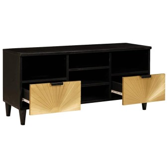 Tv szekrény fiókkal fekete és arany 100 x 33 x 46 cm faanyag