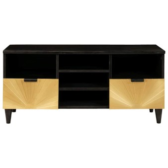 Tv szekrény fiókkal fekete és arany 100 x 33 x 46 cm faanyag