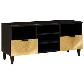 Tv szekrény fiókkal fekete és arany 100 x 33 x 46 cm faanyag