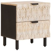 Éjjeliszekrény 2 pcs fehér 40 x 33 x 46 cm tömör mangófát