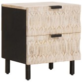 Éjjeliszekrény 2 pcs fehér 40 x 33 x 46 cm tömör mangófát