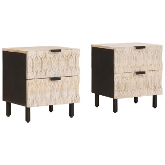 Éjjeliszekrény 2 pcs fehér 40 x 33 x 46 cm tömör mangófát