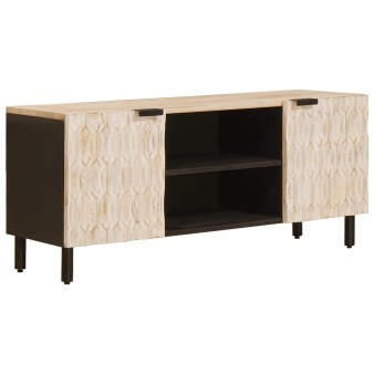 Tv szekrény polcokkal fehér mosott felület 105 x 33 x 46 cm