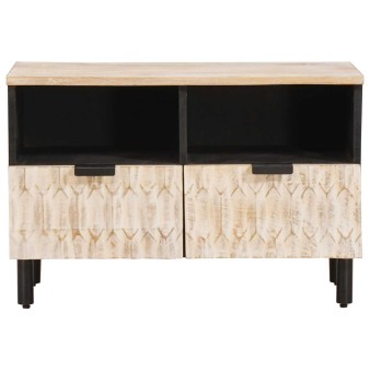 Tv szekrény fehér mosott felület 70 x 33 x 46 cm tömör mangófát