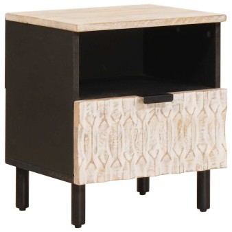 Éjjeliszekrény 2 pcs fehér 40 x 33 x 46 cm tömör mangófát