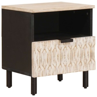 Éjjeliszekrény 2 pcs fehér 40 x 33 x 46 cm tömör mangófát