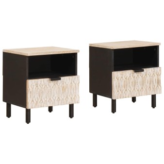 Éjjeliszekrény 2 pcs fehér 40 x 33 x 46 cm tömör mangófát