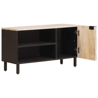 Tv szekrény fehér mosott felület 80 x 33 x 46 cm tömör mangófát