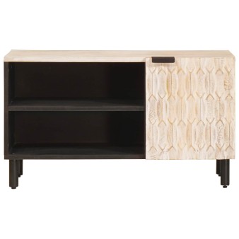 Tv szekrény fehér mosott felület 80 x 33 x 46 cm tömör mangófát