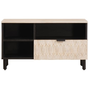 Tv szekrény fehér mosott felület 80 x 33 x 46 cm tömör mangófát