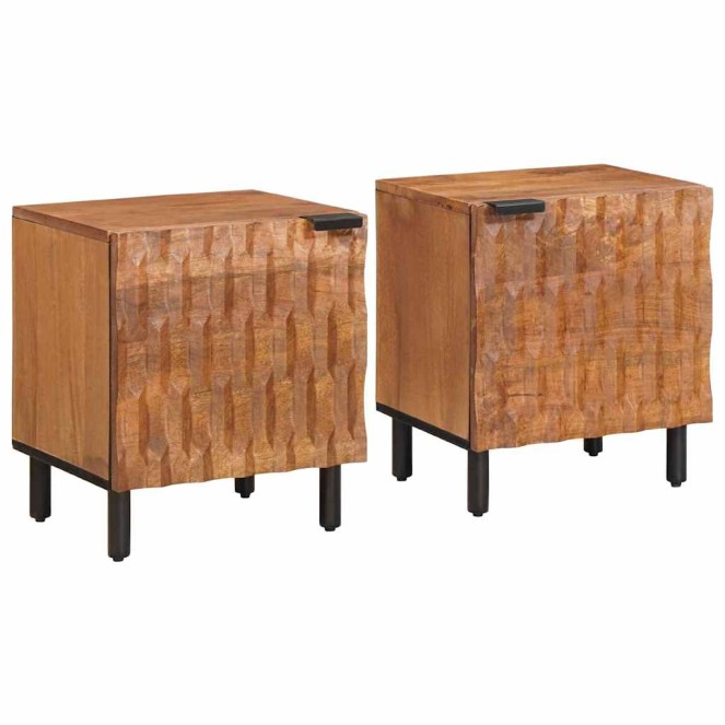 Éjjeliszekrény 2 pcs barna 40 x 33 x 46 cm tömör mangófát Éjjeliszekrény 2 pcs barna 40 x 33 x 46 cm tömör mangófát