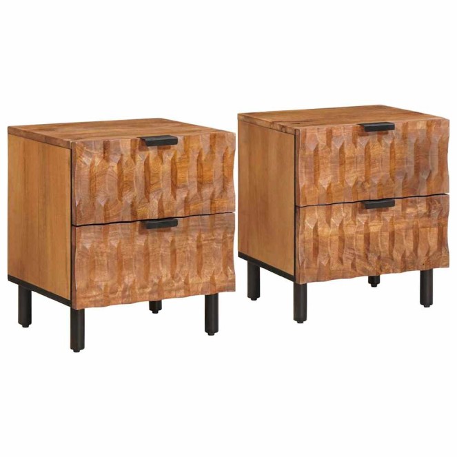 Éjjeliszekrény 2 pcs barna 40 x 33 x 46 cm tömör mangófát Éjjeliszekrény 2 pcs barna 40 x 33 x 46 cm tömör mangófát
