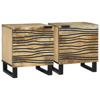 Éjjeliszekrény 2 pcs természetes 40 x 33 x 46 cm szerelt fa