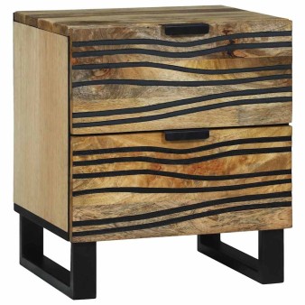 Éjjeliszekrény 2 pcs természetes 40 x 33 x 46 cm szerelt fa