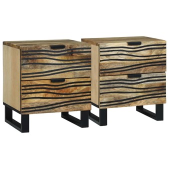 Éjjeliszekrény 2 pcs természetes 40 x 33 x 46 cm szerelt fa
