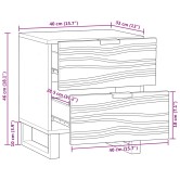 Éjjeliszekrény 2 pcs természetes 40 x 33 x 46 cm szerelt fa
