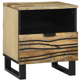 Éjjeliszekrény 2 pcs természetes 40 x 33 x 46 cm szerelt fa