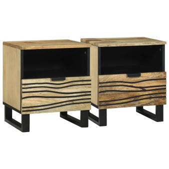 Éjjeliszekrény 2 pcs természetes 40 x 33 x 46 cm szerelt fa