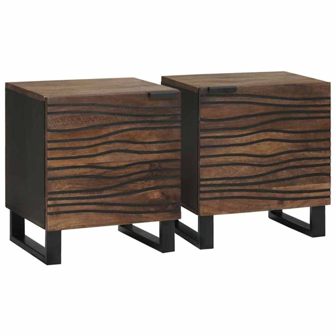 Éjjeliszekrény 2 pcs dió 40 x 33 x 46 cm szerelt fa Éjjeliszekrény 2 pcs dió 40 x 33 x 46 cm szerelt fa