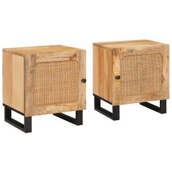 Éjjeliszekrény 2 pcs természetes 40 x 33 x 46 cm