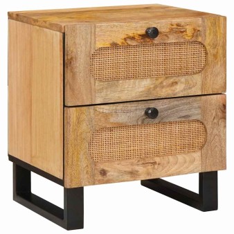Éjjeliszekrény 2 pcs természetes 40 x 33 x 46 cm tömör mangófát