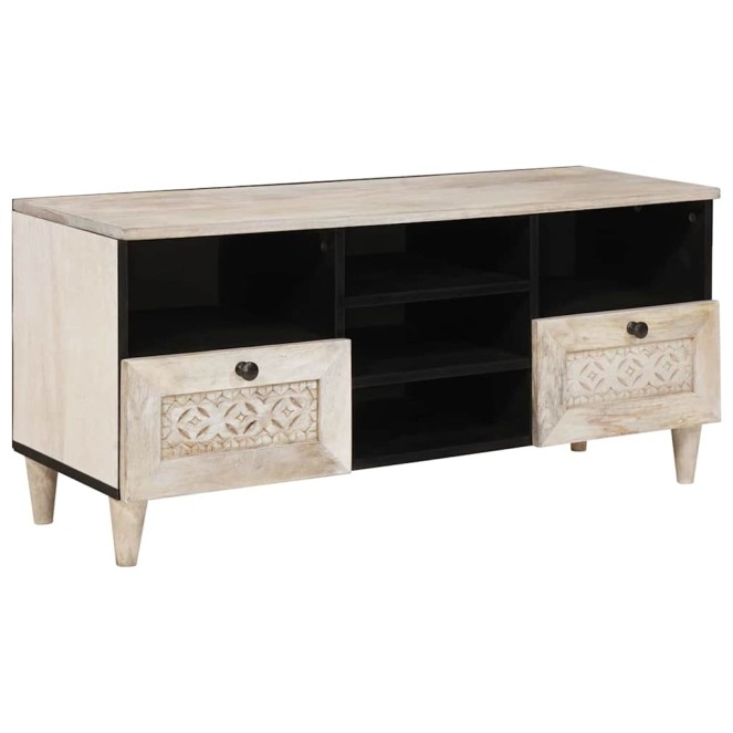 Tv szekrény fehérre fehérített 100 x 33 x 46 cm tömör mangófát