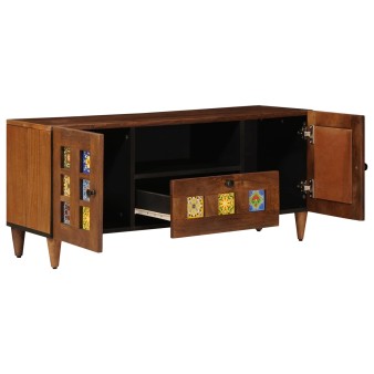 Tv szekrény fiókkal ajtóval dió 105 x 33 x 46 cm tömör mangófát