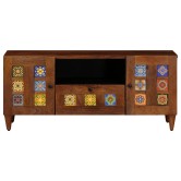 Tv szekrény fiókkal ajtóval dió 105 x 33 x 46 cm tömör mangófát