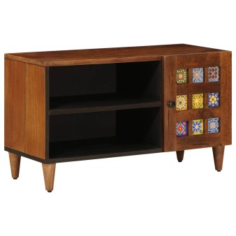 Tv szekrény tárolóval dió 80 x 33 x 46 cm tömör mangófát
