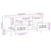 Tv szekrény fiókkal dió 100 x 33 x 46 cm tömör mangófát