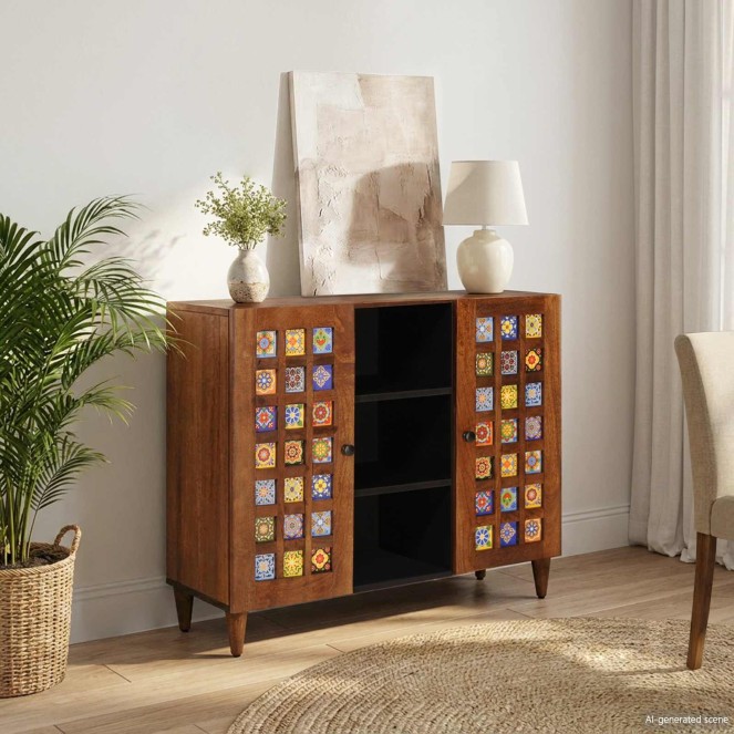 Széf polcokkal tárolóval dió 90 x 33,5 x 75 cm tömör mangófát Széf polcokkal tárolóval dió 90 x 33,5 x 75 cm tömör mangófát