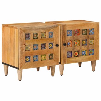 Éjjeliszekrény 2 pcs természetes 40 x 33 x 46 cm tömör mangófát