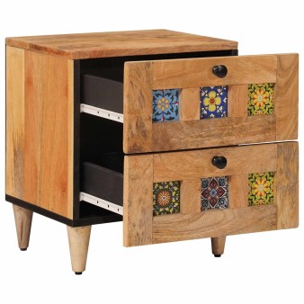 Éjjeliszekrény 2 pcs természetes 40 x 33 x 46 cm tömör mangófát
