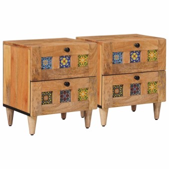 Éjjeliszekrény 2 pcs természetes 40 x 33 x 46 cm tömör mangófát