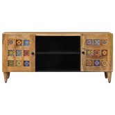 Tv szekrény ajtóval természetes 105 x 33 x 46 cm tömör mangófát
