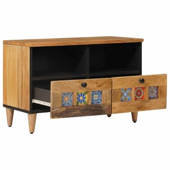 Tv szekrény fiókkal természetes 70 x 33 x 46 cm tömör mangófát